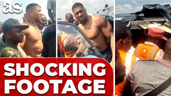 ANTHONY JOSHUA seen leaving WRECKED CAR in VISIBLE PAIN after FATAL CRASH in Nigeria